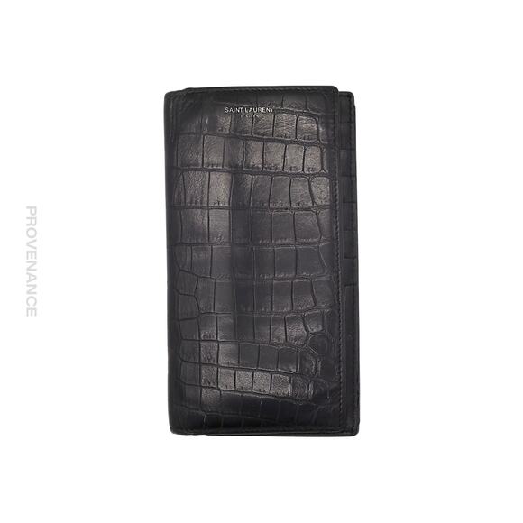 🔴 Saint Laurent Paris SLP Long Wallet - Black Croc Leather - Picture 1 of 8